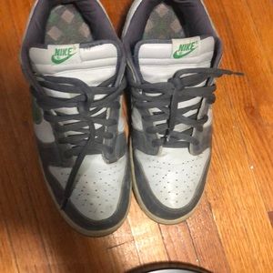 Nike Dunk Sz 13 Green & 2 tone grey w/Pink Argyle.